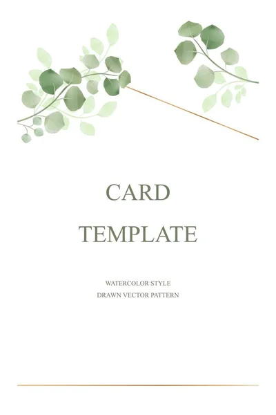 Πρότυπο Κάρτας Για Χαιρετισμό Πράσινο Πρόσκληση Γάμου Κάρτα Πράσινο Φύλλωμα — Διανυσματικό Αρχείο