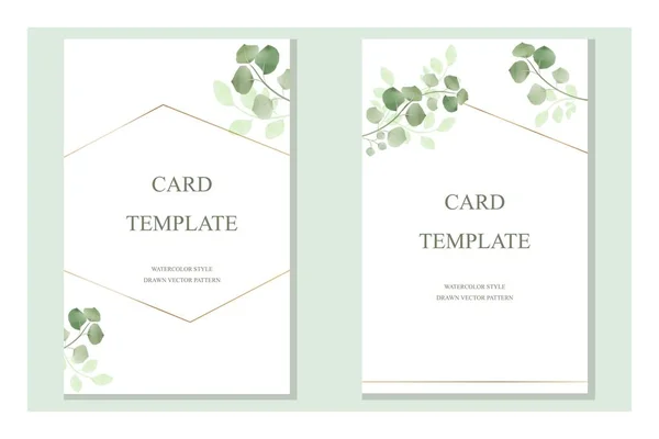 Verdure Sur Les Branches Feuillage Ensemble Cartes Invitation Mariage Modèles — Image vectorielle