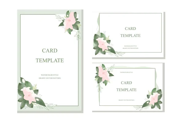 Set Map Templates Wedding Festive Invitation Greeting Card Celebration Flowers — Stock Vector