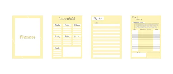 Set Separate Sheets Scheduler Template Diary Notepad Organizer Diary Schedules — Stock Vector