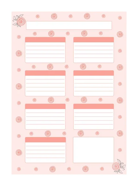 Tagebuch Planer Für Den Unterricht Unterricht Notizblock Ein Separates Organisationsblatt — Stockvektor