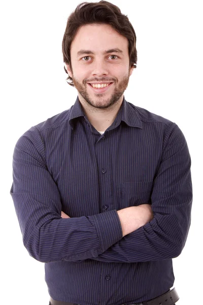 Jovem homem casual retrato em um fundo branco — Fotografia de Stock