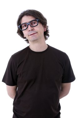 Beyaz bir arka plan genç casual adam portresi