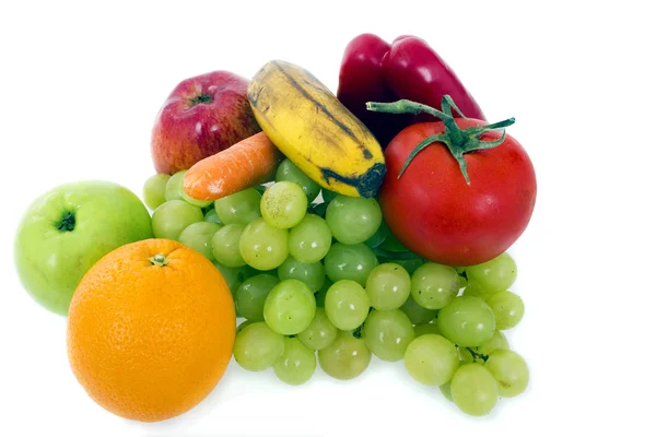 Groenten en fruit geïsoleerd op een witte achtergrond — Stockfoto