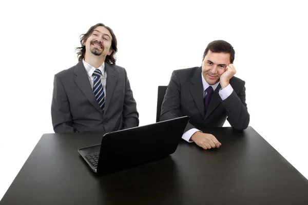 Dos hombres de negocios con ordenador portátil Fotos De Stock