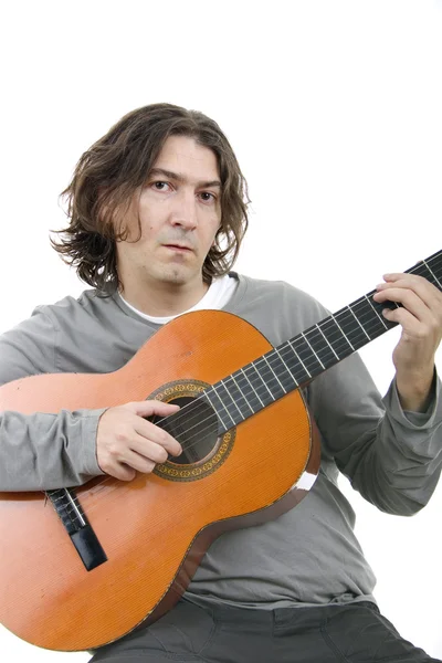 Gitara akustyczna gitarzysta człowiek klasycznego Zdjęcie Stockowe