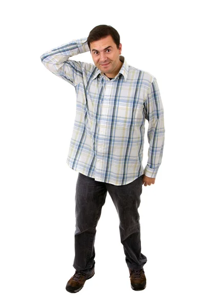 Young casual man full body in a white background — Stock Photo, Image