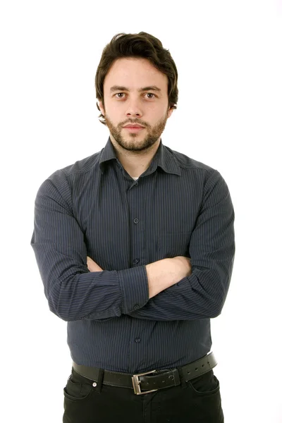 Retrato de hombre casual joven en un fondo blanco — Foto de Stock