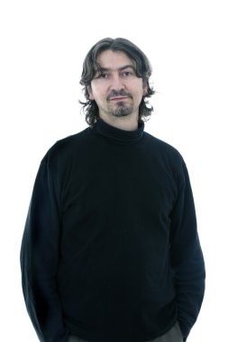 Genç, sıradan bir adam portresi, beyaz üzerinde izole edilmiş.