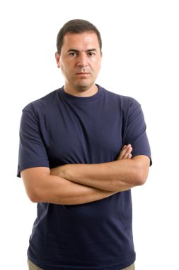 Beyaz bir arka plan genç casual adam portresi