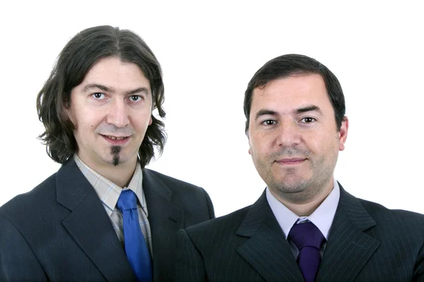 Dos hombres de negocios de pie sobre un fondo blanco — Foto de Stock