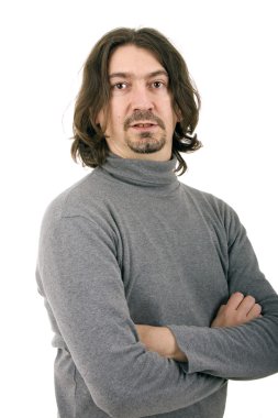 Beyaz bir arka plan genç casual adam portresi