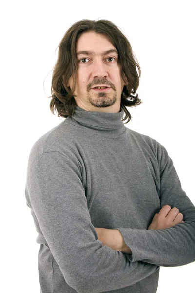 Retrato de hombre casual joven en un fondo blanco — Foto de Stock