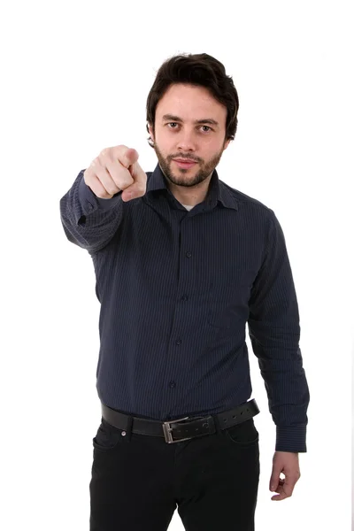 Retrato de hombre casual joven en un fondo blanco —  Fotos de Stock