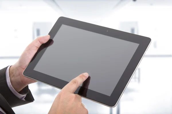 Businessman using touch pad, close up shot — Stock Photo, Image