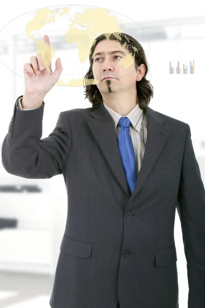 Homem de negócios trabalhando com interface digital virtual ou ambiente — Fotografia de Stock