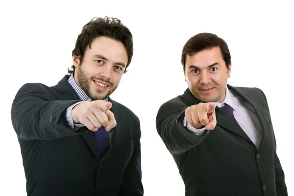 Dois Empresário em pé sobre um fundo branco — Fotografia de Stock