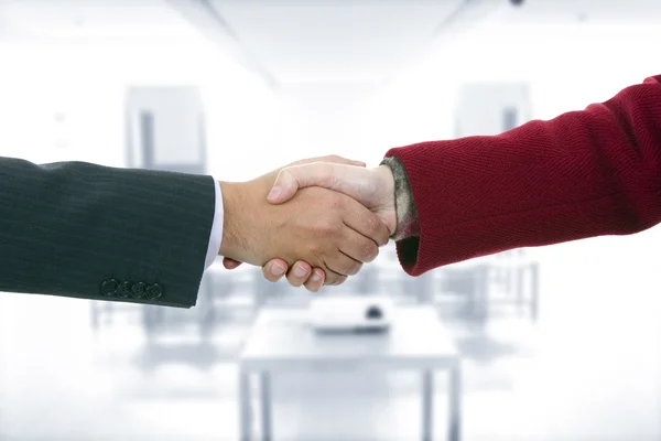 Handshake of business partners, men and women in the office — Stock Photo, Image