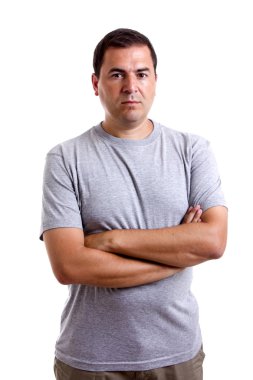 Beyaz bir arka plan genç casual adam portresi