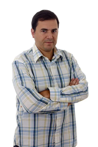 Retrato de hombre casual joven, aislado en blanco — Foto de Stock