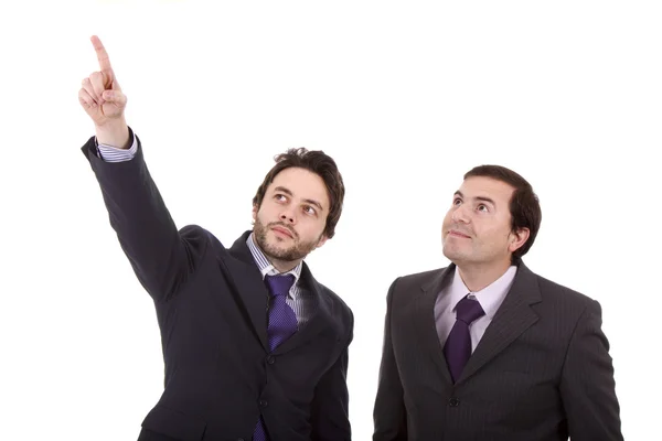 Beyaz bir arka plan üzerinde duran iki iş adamı — Stok fotoğraf