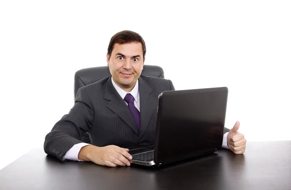 Young business man working with is laptop — Stock Photo, Image