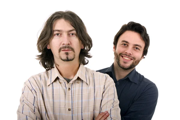 Dois homens jovens casuais retrato isolado no fundo branco — Fotografia de Stock