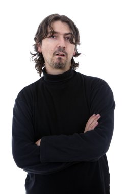 Genç, sıradan bir adam portresi, beyaz üzerinde izole edilmiş.