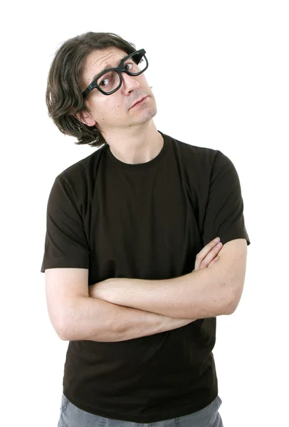 Young casual man portrait in a white background — Stock Photo, Image