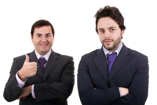 Deux hommes d'affaires debout sur un fond blanc — Photo