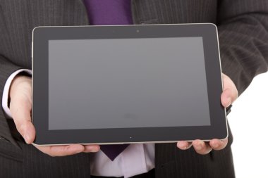 dokunmatik yüzey, yakın çekim, izole kadar kullanarak iş adamı