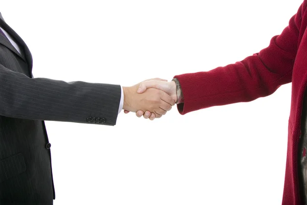 Handshake of business partners, men and women, isolated — Stock Photo, Image
