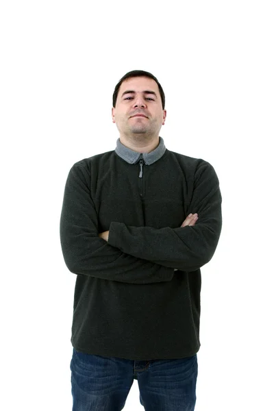 Casual jongeman portret in een witte achtergrond — Stockfoto