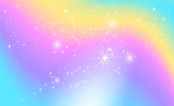 幻想背景的神奇彩虹天空与闪耀的星星 病媒说明 儿童背景 — 图库矢量图片
