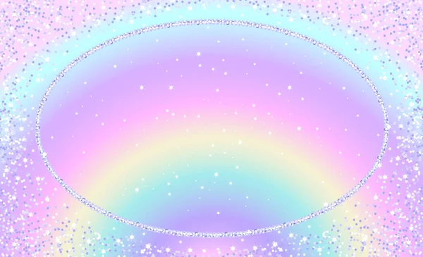 Sihirli gökkuşağının fantezi arka planında parıltılar ve parıltılarla, kanatlı tek boynuzlu at.