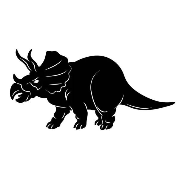 Triceratops Triceratops Dinosaurus Siluet Terisolasi Pada Latar Belakang Putih - Stok Vektor