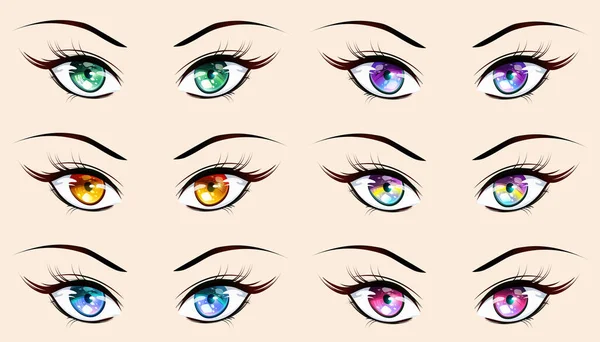 Vetores de Expressão De Mangá Anime Girl Expressões Faciais Olhos