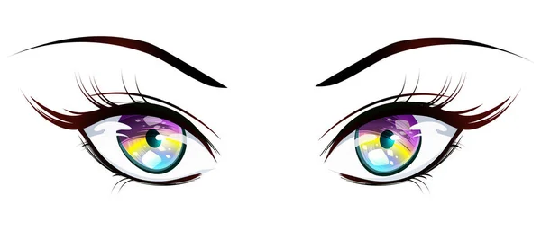 Ojos Chica Estilo Manga — Vector de stock