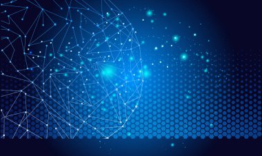 Mavi hücreli arka plan. Bilgi Teknolojisi. İnternet.