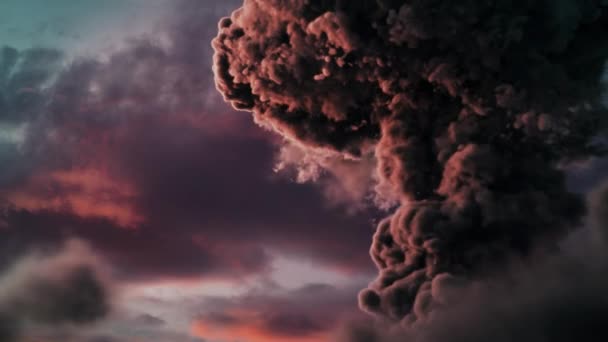 赤い火山灰 火山噴火 火山噴火の終わり — ストック動画