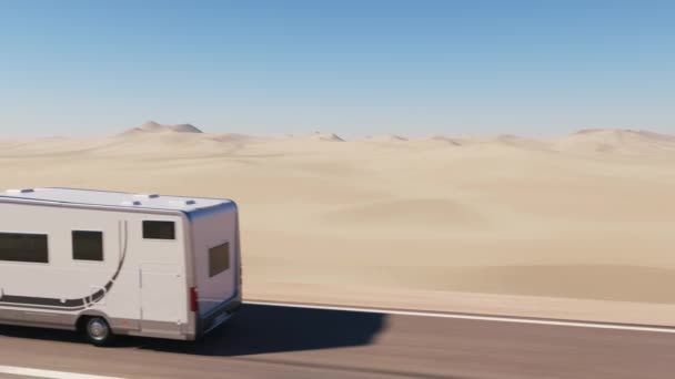 Viaje Carro Longo Deserto Tiro Aéreo Seguindo Carro Longo Deserto — Vídeo de Stock