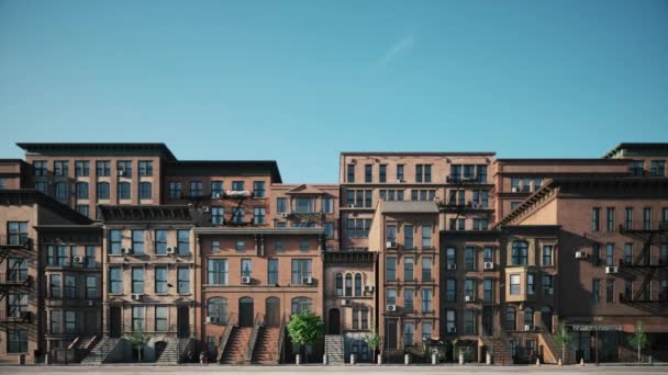 Panoramablick Auf Das Amerikanische Viertel Retro Amerikanisches Viertel Stadtpanorama Aufklappbare — Stockvideo