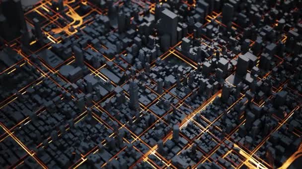 Tulevaisuuden Metropolin Malli Tietokoneanimaatio Futuristisesta Kaupungista Nykyaikainen New York Animaatio kuvapankkivideo