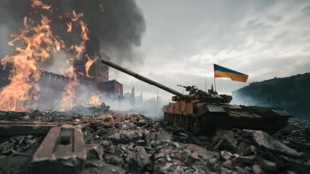 Rusak Moskow Dan Red Square Terbakar Akhir Dari Rusia Perang — Stok Video