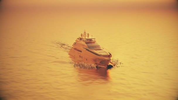 Luxurious Golden Yacht Concept Expensive Life Yacht Golden Yacht Ocean — kuvapankkivideo