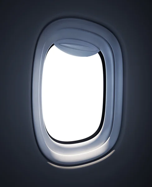 흰색 배경으로 비행기 창 스톡 사진