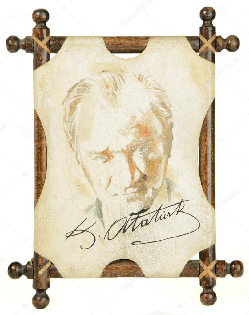 Mustafa Kemal Ataturk Painting With Ataturk Signature Stock