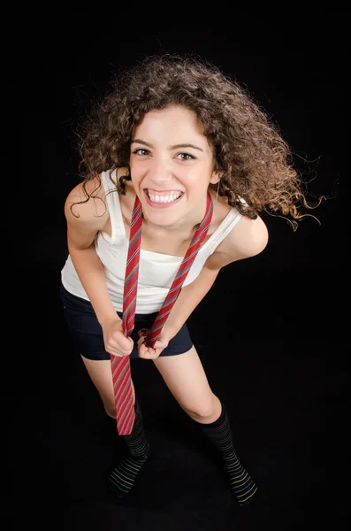 Young Woman Posing as Schoolgirl — Stock Photo, Image