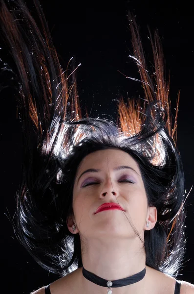 Woman Throwing Hair Up — Stock Photo, Image