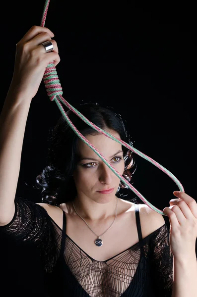 Woman With Hanging Noose — Stock Photo, Image
